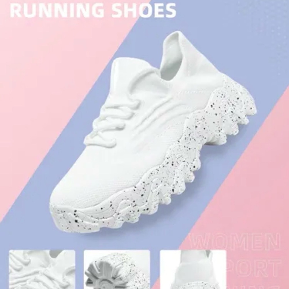 Women’s White Athletic Sneakers – Breathable Running Shoes